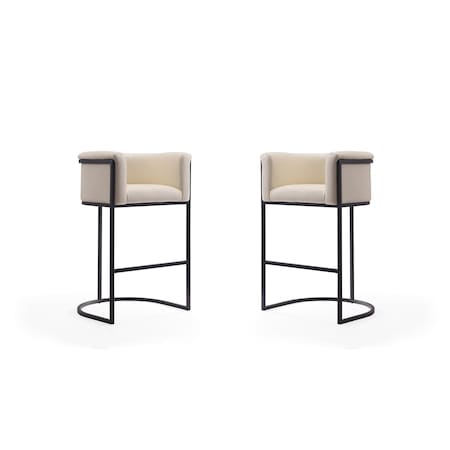 Manhattan Comfort Cosmopolitan Barstool in Cream and Black, PK2 2-BS015-CR